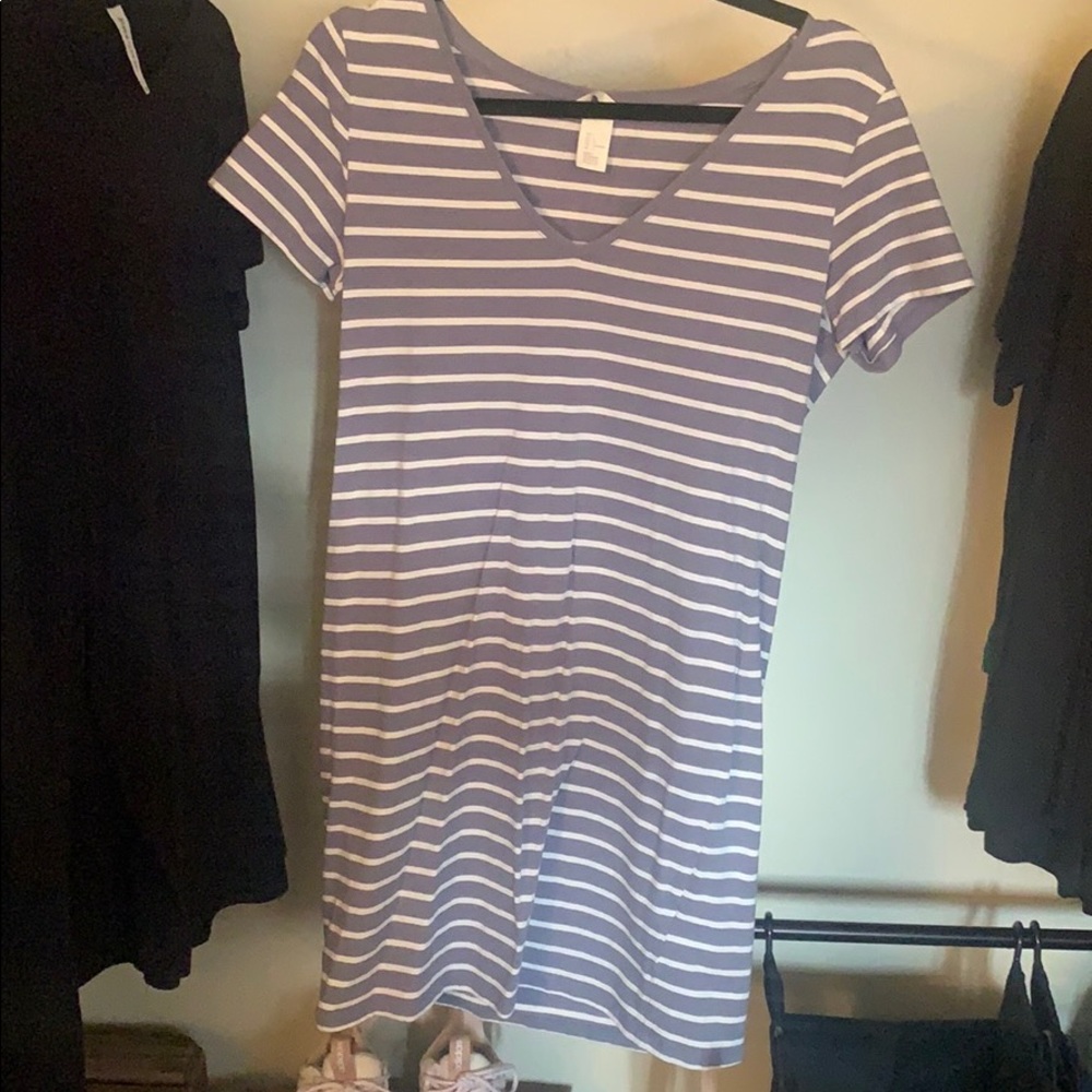 Light blue white t-shirt dress